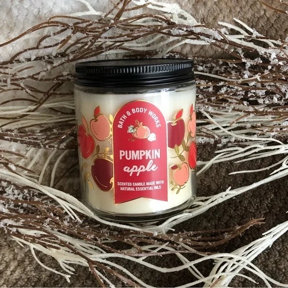 NWT Bath & Body Works PUMPKIN APPLE Single Wick Candle - Picture 2 of 3